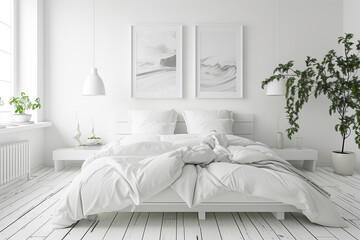 Fototapeta na wymiar Elegance in Simplicity: Bright and Airy Bedroom Design