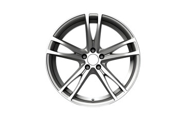 Fototapeta premium front view of a chrome rim or wheel isolated on white background 