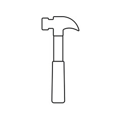 Simple Hammer equipment outline art style  icon isolated by white color