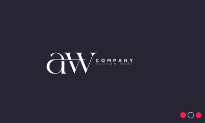 AW Alphabet letters Initials Monogram logo WA, A and W