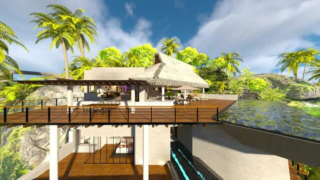 島の突端にある家　3DCG レンダリング