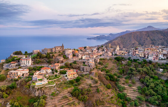 Medieval hilltop town of Forza d'Agro, Messina, Sicily, Italy