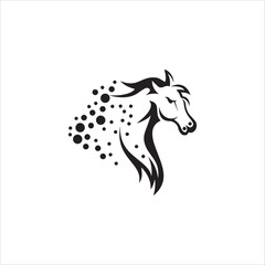 black horse head logo  collection design template, horse animal silhouette illustration 
