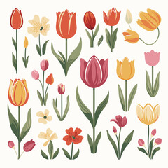 Obraz premium vector collection of tulip flowers