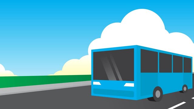 tour bus.  beautiful scenery, animated videos