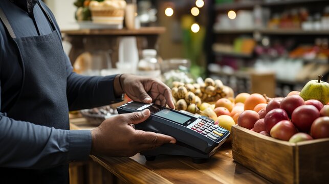 Paying For A Cash Register At A Grocery Store