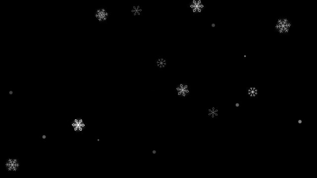 Animation of falling snowflakes effect, Alpha channel ready. Winter, new year, merry christmas and holiday Background