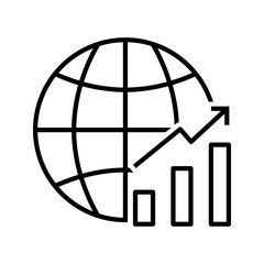 global economics increase, a globe with increasing chart icon vector