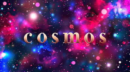 Cosmos lettering on cosmic background. 