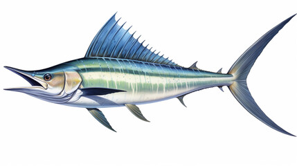 Swordfish (Xiphias gladius), broad bills on white background. AI Generative - obrazy, fototapety, plakaty