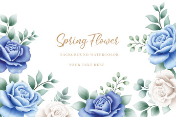 Luxury navy blue watercolor floral background 