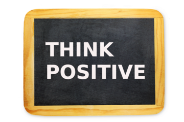 think positive text on slate blackboard, stress management,self care,mental health concept,positive thinking,creative mind,cutout in transparent background,png format