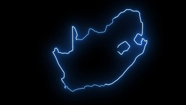 Animated South African country map icon with a glowing neon effect