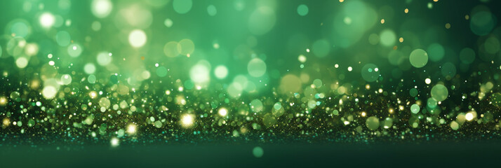 Obraz premium Green abstract glitter lights background blurred bokeh