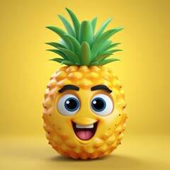 Cute Cartoon Pineapple Character with Big Eye