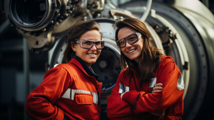 Portrait of two female rocket engineers