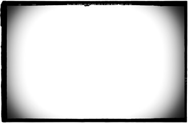 Vintage photo frame of an old camera with vignetting on transparent background (png image)	