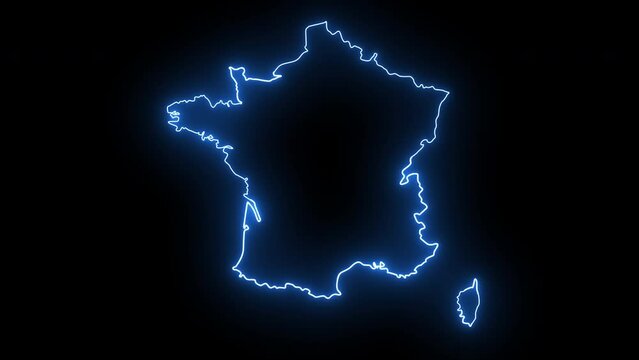 Animated French map icon with a glowing neon effect