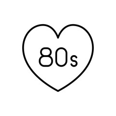 80s love outline icons, minimalist vector illustration ,simple transparent graphic element .Isolated on white background