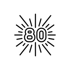 80s sign outline icons, minimalist vector illustration ,simple transparent graphic element .Isolated on white background