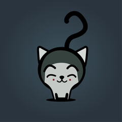 gray cat with a smile