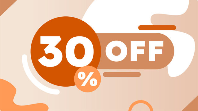 30 percent off price tag. sale orange brown label. vector modern
