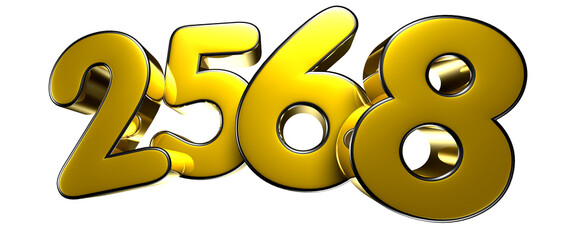 Number 2568 cartoon style gold 3D illustration. Advertising signs. Product design. Product sales.
