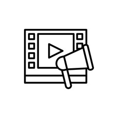 Movie advertising outline icons, minimalist vector illustration ,simple transparent graphic element .Isolated on white background