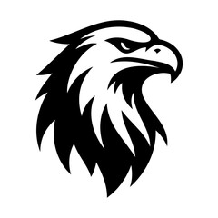 A majestic eagle head in simple silhouette against a pristine white background, exuding strength and grace.