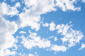 Beautiful blue sky background with white cloud. Abstract nature background, summer cloudscape