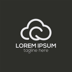 C letter cloud security data, tech logo design concept isolated vector template illustration