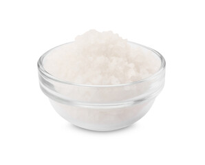 Bowl of sea salt isolated on white