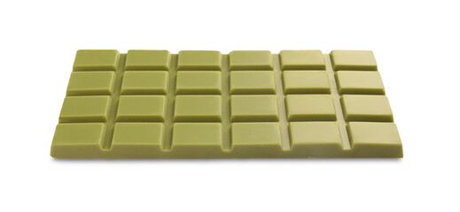 Tasty matcha chocolate bar isolated on white