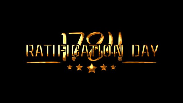 Ratification Day Text Animation on Gold Color. Great for Ratification Day Celebrations, for banner, social media feed wallpaper stories