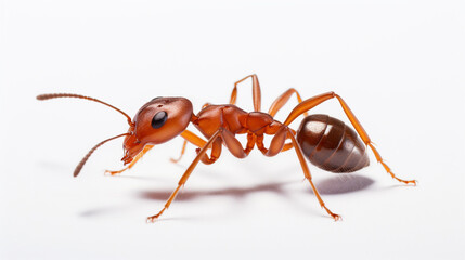 red ant formica rufa on white background. Formica rufa or southern wood ant. AI Generative