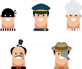 set of funny cartoon people