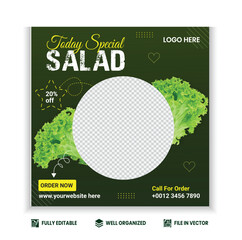 Salad social media post design Template. and Salad Restaurant Social Media post 