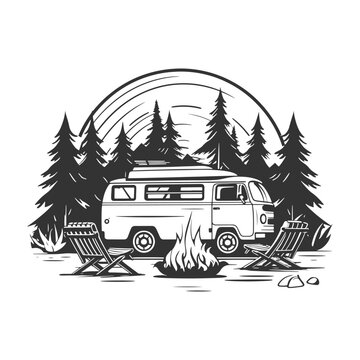 recommend clip art: Camper Illustration Clip Art Design Shape. Camping Silhouette Icon Vector.