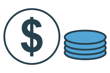 coins icon. icon related to physical currency, financial. flat line icon style. element illustration