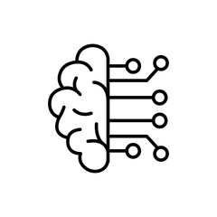 Artificial brain outline icons, minimalist vector illustration ,simple transparent graphic element .Isolated on white background