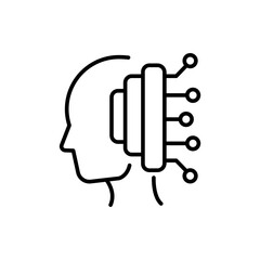 Artificial head outline icons, minimalist vector illustration ,simple transparent graphic element .Isolated on white background