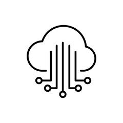 Cloud network outline icons, minimalist vector illustration ,simple transparent graphic element .Isolated on white background