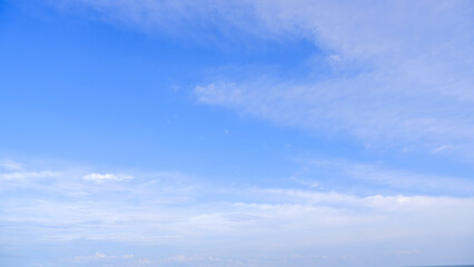Natural View Of Bright Blue Sky With Thin Gray Clouds