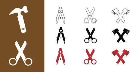 Obraz premium Icons Tools. Vector illustration. Icons of various tool shapes