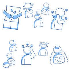 Human Diseases Symptoms Signs Icon Set