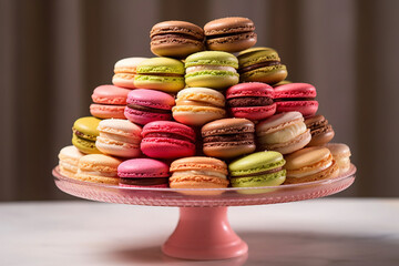 Colourful and mouthwatering macarons are served. (Generative AI)