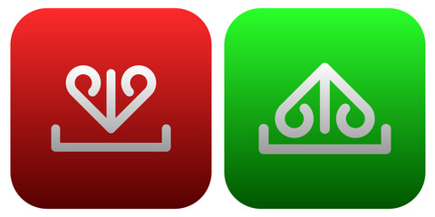 download and upload icon on square background