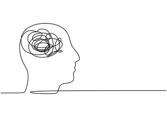 Continuous line drawing head with mental health problem