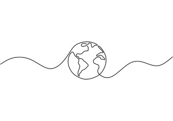 Continuous line drawing of earth globe © berkahlineart