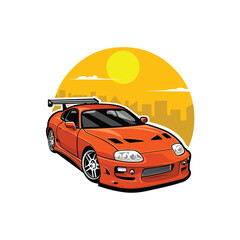 Japanese Sport Car Vector Illustration. Best for Automotive Tshirt Design © bonky